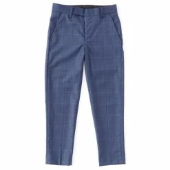 New 😍 Class Club Big Boys 8-20 Window Pane Plaid 👗 Dress Pants Blue ⭐