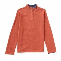 Best Pirce 🥰 Class Club Big Boys 8-20 1/4 Zip Reversible Flatback Ribbed Pullover Rust Heather 🌟 -Class Club Shop unnamed file 31
