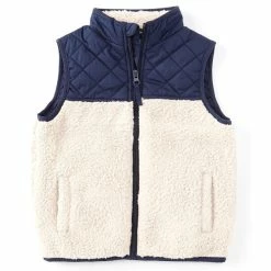 Outlet ๐ Class Club Big Boys 2-7 Quilted Sherpa Vest Oatmeal ๐