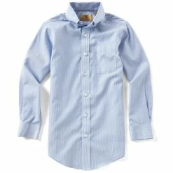 Budget 👍 Class Club Gold Label Big Boys 8-20 Non-Iron Micro Stripe Button-Front 👕 Shirt Blue 💯
