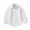 Hot Sale ✔️ Class Club Gold Label Little Boys 2T-7 Non-Iron Button-Front Textured 👚 Shirt White 😍