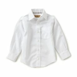 Hot Sale ✔️ Class Club Gold Label Little Boys 2T-7 Non-Iron Button-Front Textured 👚 Shirt White 😍