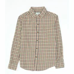 Deals 🛒 Class Club Big Boys 8-20 Check Flannel Long Sleeve Button Down 👚 Shirt Ivory ❤️