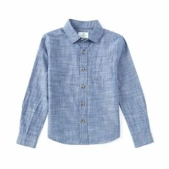 Coupon ๐งจ Class Club Big Boys 8-20 Denim Long Sleeve Button Front Sportwear ๐ Shirt ๐