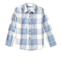 Budget 😉 Class Club Little Boys 2T-7 Long Sleeve Plaid Check Sportswear 👚 Shirt Blue 🧨