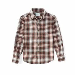 Buy โค๏ธ Class Club Big Boys 8-20 Plaid Flannel Long Sleeve Button Down ๐ Shirt Rust ๐งจ