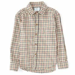Hot Sale 🛒 Class Club Little Boys 2T-7 Check Flannel Button Down 👕 Shirt Ivory 🛒