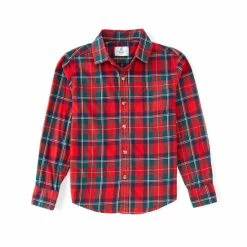 Discount 🧨 Class Club Little Boys 2T-7 Plaid Flannel Long Sleeve Button Down 👕 Shirt Red/green 🛒