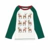 Promo 👏 Adventure Wear By Class Club Little Boys 2T-6 Santa Deer Long Sleeve Crew Neck Tee White 🥰