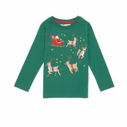 Top 10 🔔 Adventure Wear By Class Club Little Boys 2T-6 Santa Sleigh Long Sleeve Tee Green 💯
