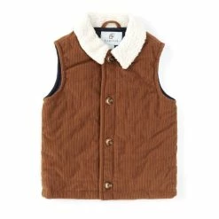 Budget 😍 Class Club Little Boys 2T-7 Corduroy Sherpa Collared Vest Brown 🎉