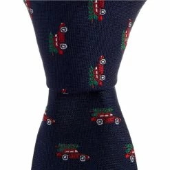 Brand new 🌟 Class Club Boys 50#double; Embroidered Cars With Holiday Tree Tie Navy 🌟