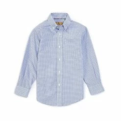 New 💯 Class Club Class Club Gold Label Little Boys 2T-7 Long-Sleeve Non-Iron Checked 👗 Dress 👕 Shirt Blue 😍