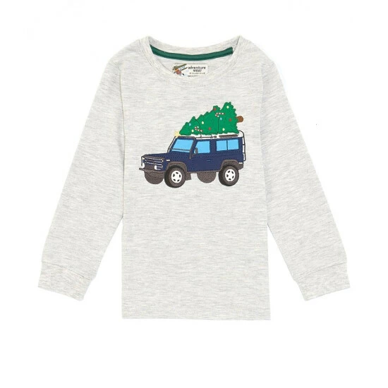 Best Sale 🔥 Adventure Wear By Class Club Little Boys 2T-6 Truck With Tree Applique Long Sleeve Crew Neck Tee Grey Heather 👏 1 Best Sale 🔥 Adventure Wear By Class Club Little Boys 2T-6 Truck With Tree Applique Long Sleeve Crew Neck Tee Grey Heather 👏