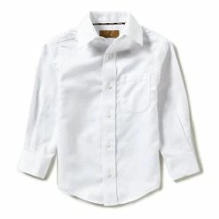 Best Pirce ⌛ Class Club Gold Label Little Boys 2T-7 Long-Sleeve Herringbone 👚 Shirt White 🎉