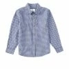 Best Sale ⌛ Class Club Little Boys 2T-7 Long Sleeve Mini Check Sportwear 👚 Shirt Navy 😉