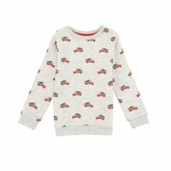 Promo ⌛ Adventure Wear By Class Club Little Boys 2T-6 All Over Print Fleece Crew Neck Pullover Grey Heather ✔️