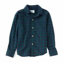 Wholesale 😀 Class Club Little Boys 2T-7 Blackwatch Plaid Flannel Long Sleeve Button Down 👚 Shirt Navy 😀