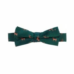 Buy 😍 Class Club Boys Embroidered Holiday Deer Bow Tie Green 🥰