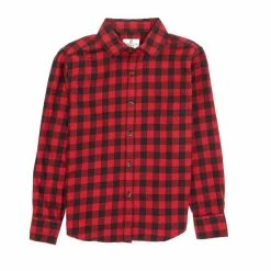 Flash Sale 🥰 Class Club Big Boys 8-20 Buffalo Check Plaid Flannel Long Sleeve Button Down 👚 Shirt Red/black 🔥