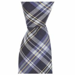 Buy 🔥 Class Club Boys 50#double; Plaid Tie Navy 🧨