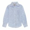 New 👍 Gold Label By Class Club Little Boys 2T-7 Long Sleeve Point Collar Floral Button Down 👕 Shirt Blue 😍