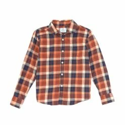 Coupon ✔️ Class Club Big Boys 8-20 Long Sleeve Plaid Flannel Button Down 👕 Shirt Rust ❤️