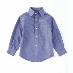 Flash Sale 🎉 Class Club Gold Label Little Boys 2T-7 Long-Sleeve Non-Iron Denim Texture 👗 Dress 👚 Shirt ✨