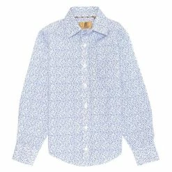 Top 10 👍 Gold Label By Class Club Big Boys 8-20 Long Sleeve Point Collar Floral Button Down 👚 Shirt Blue ✨