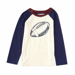 Flash Sale 🔥 Adventure Wear By Class Club Little Boys 2T-6 Colorblock Football Long Sleeve Tee Oatmeal Heather 😀