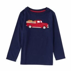 Best deal ✨ Adventure Wear By Class Club Little Boys 2T-6 Truck Long Sleeve Tee Peacoat ❤️