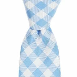 Hot Sale 👏 Class Club Boys Gingham 50#double; Tie Blue 🔔